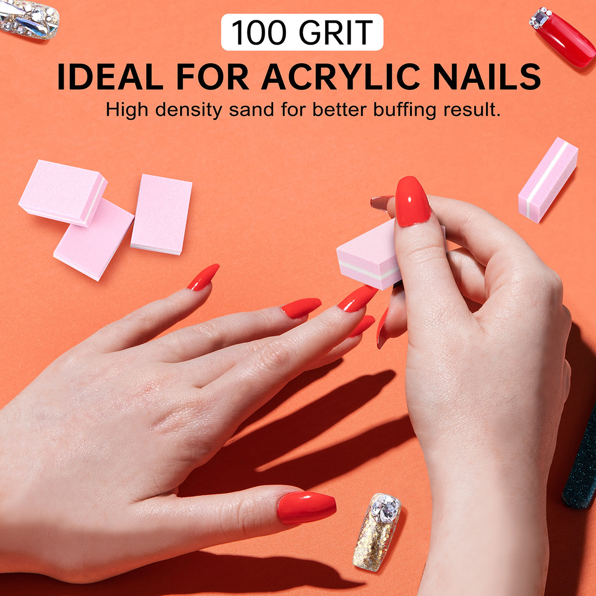 Maryton Pink Mini Nail Sanding Buffing Block 100/180 Grit for Manicure
