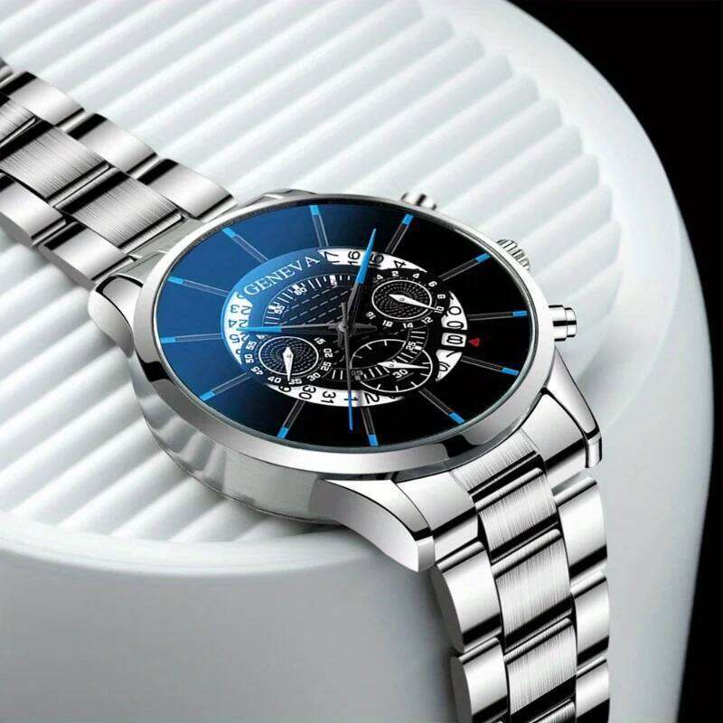 2pcs/set Fashion Watch Set with Alloy Strap Business Casual Sports Quartz Men's Watches Are Perfect Gifts for Men.