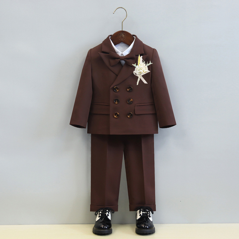 Boys Suits British Childrens Clothing Set Baby Flower Girl Dresses Handsome First Birthday Party Fashion Green Formal Suit 250118