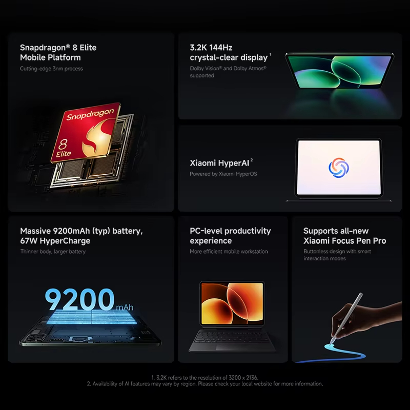 Xiaomi Pad 8 Pro Global Version 11.2inch 3.2K 144Hz display 8-core Snapdragon 8 Elite 9200mAh 50MP Rear Camera Mi Tablet