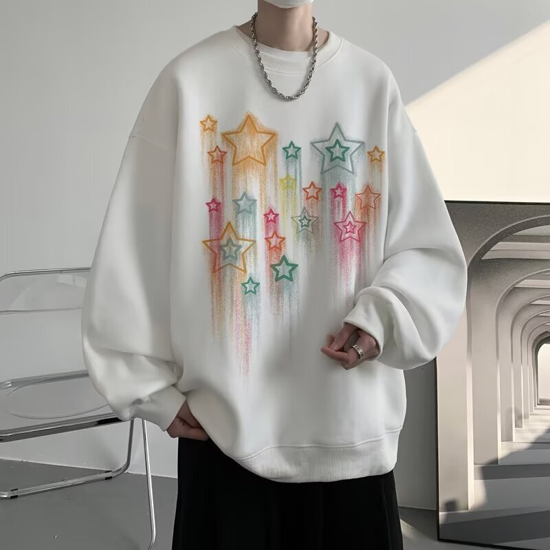 Heavy-weight Crew Neck Sweatshirt For Spring And Autumn Oversized Youth Hoodie Designer Hoodie Loose Casual Pullover