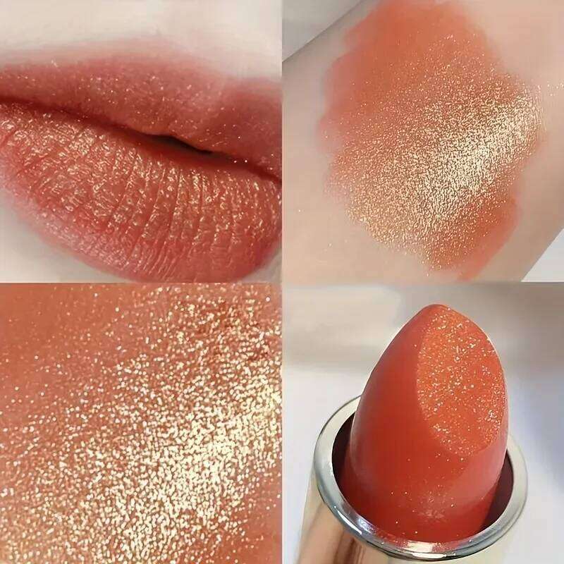 Shimmer Coral Metallic Lipstick Waterproof High Pigment Glitter Diamond Sparkling Pearl Lip Gloss for Shiny Cosmetics W260311