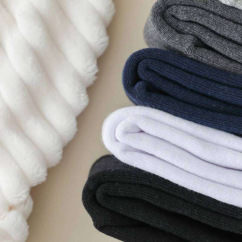 5 Pairs Winter Thick Five Finger Man Cotton Solid Business Anti-Bacterial Breathable Warm Floor Sleeping Terry Toe Socks Z260312