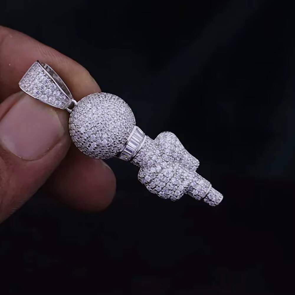 Luxury VVS Moissanite Diamond Pendant 925 Sterling Silver Iced Out Rappers Microphone Hip Hop Bling Charm Singer Gift Jewelry