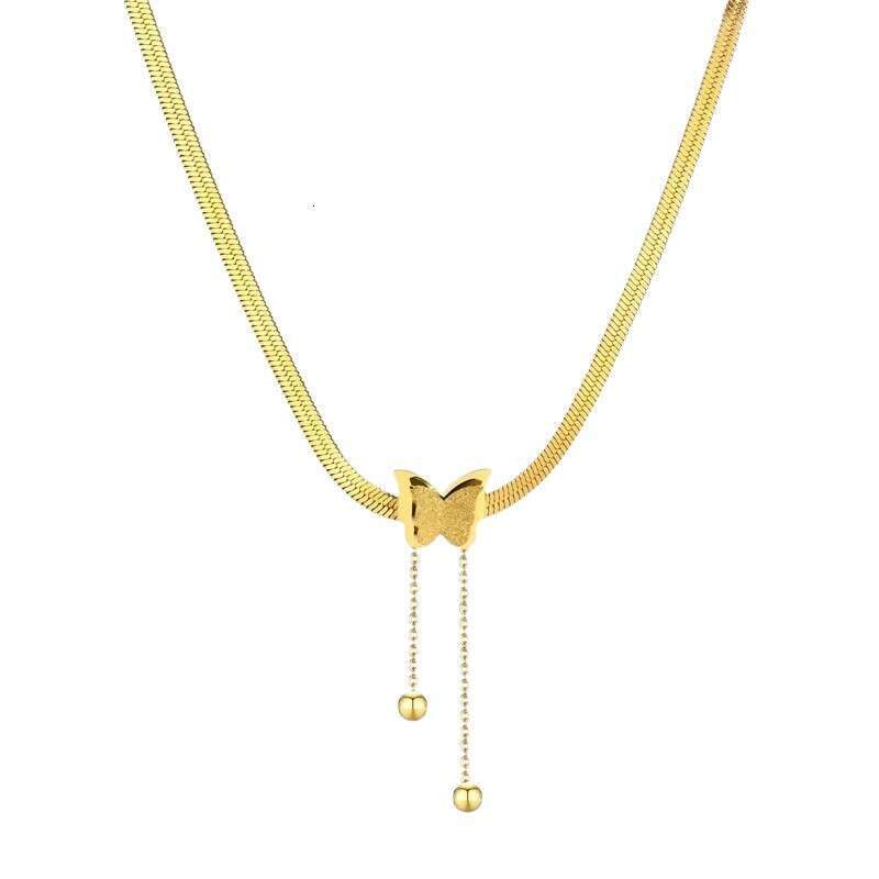 Butterfly Tassel 2025 New Model For Women In Titanium Steel Gold Versatile Snake Bone Chain Clavicle Necklace