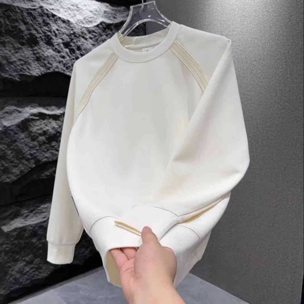 Men's Sweatshirt Autumn And Winter New Model Trendy Slim-fit Designer Hoodie Casual Pullover With Fleece Long-sleeved Base Shirt