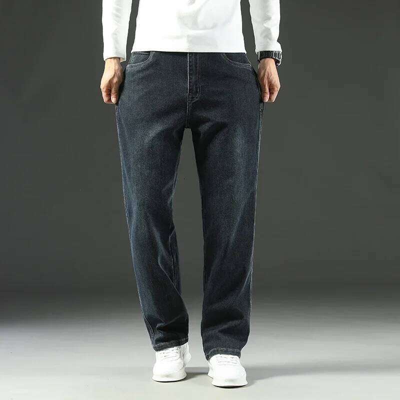New Spring and Autumn Men's Jeans, Loose, Comfortable, Straight, Casual, Versatile Wide-leg Business Trousers 26Y0312