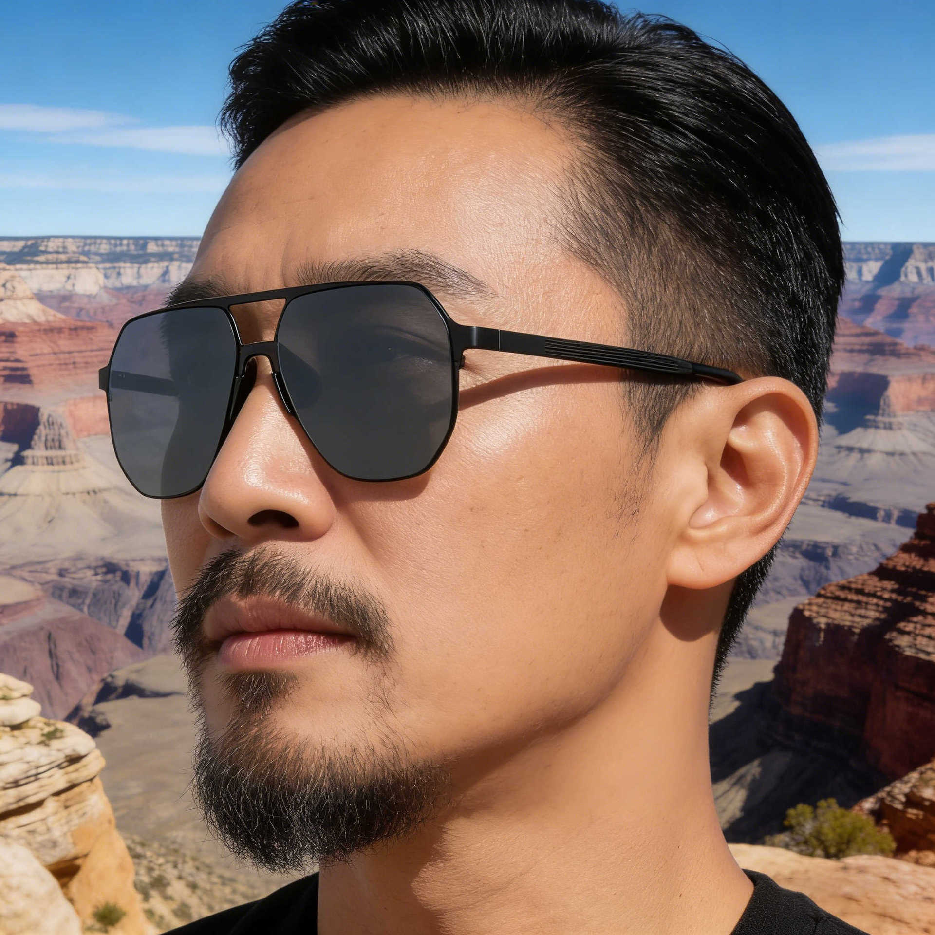 2026 New Fashion Square Frame Nylon Polarized Retro Double-Beam Sun Protection Sunglasses for Men,