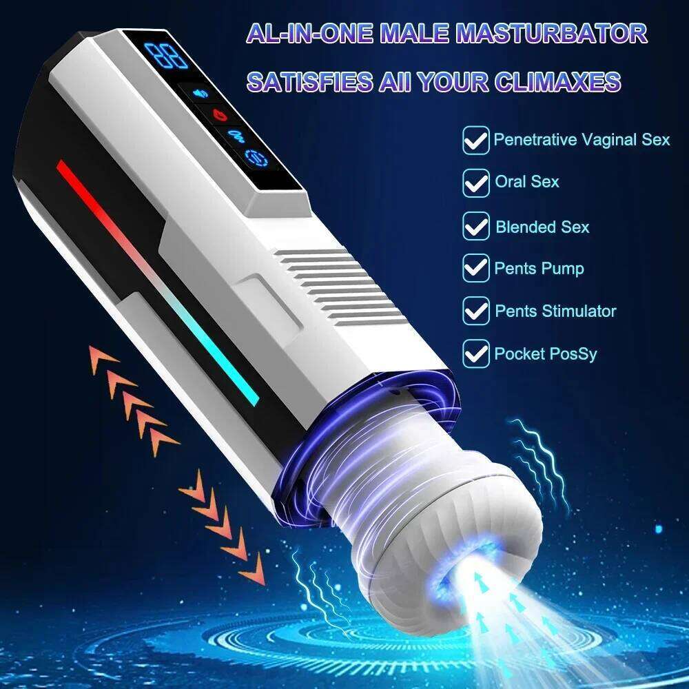 Automatic Male Masturbator Cup Telescopic Heated Sucking Pussy Blowjob Machine Thrusting Vibration Masturbation Sex Toy for Men Z260312