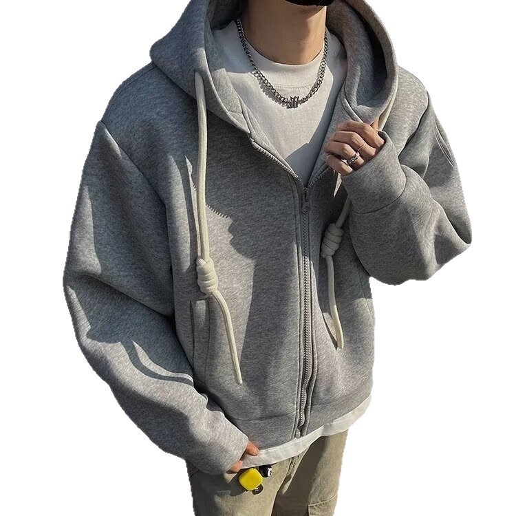 Designer Hoodie Trendy New Year Red Jacket For Men Spring High Street Style Cool Design Couple's Solid Color Cleanfit Cardigan Hooded Sweatshirt