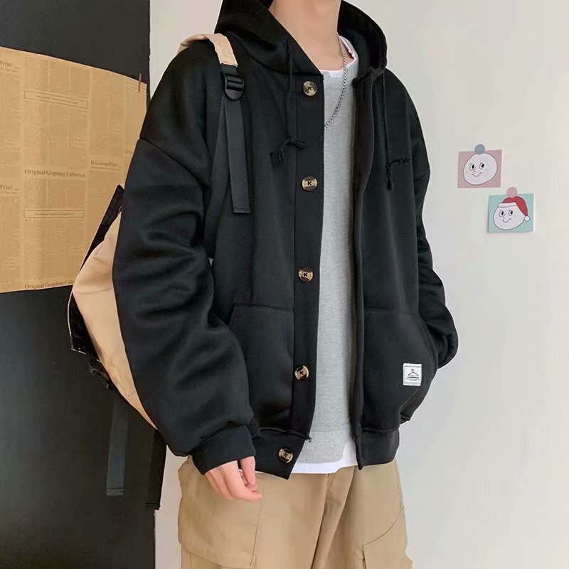New Autumn And Winter And Couple's Jacket Designer Hoodie Ins Harajuku Style Loose And Cute Cardigan With Buttons Hooded Long-sleeve Sweatshirt