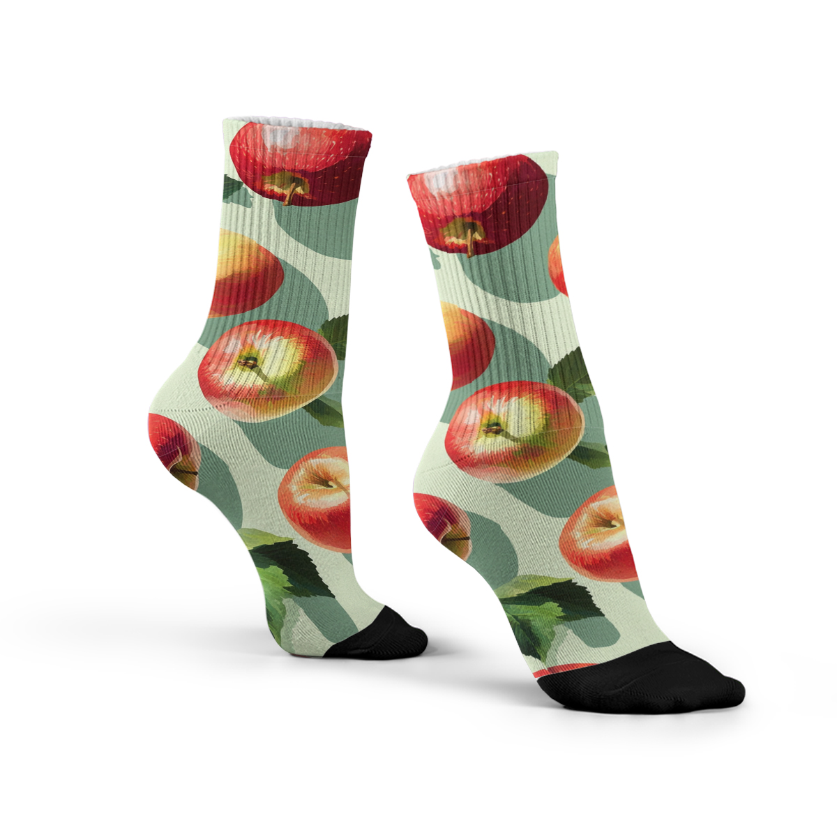 Vintage Red Apple Print Soft Breathable Casual Fruit unisex tube designer sock C173