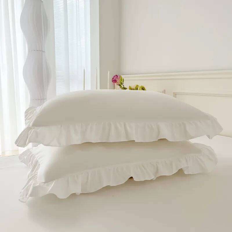 Ruffle Queen Twin 100%Washed Microfiber 3pcs Bedding Set, Shabby Chic Farmhouse Duvet Cover Pillow shams H260312