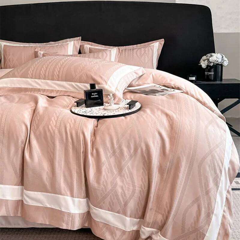 High Quality Solid Color Jacquard Bedding Set Washed Cotton Skin Friendly Comforter Cover Kit Super Soft Bed Linens for Adults H260312