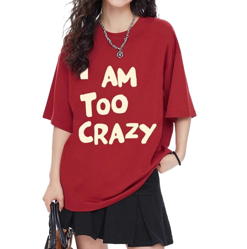 Women's Lazy Style Letter Print T-Shirt 2025 Summer New Loose Casual Age-Reducing Half Sleeve Tee Top