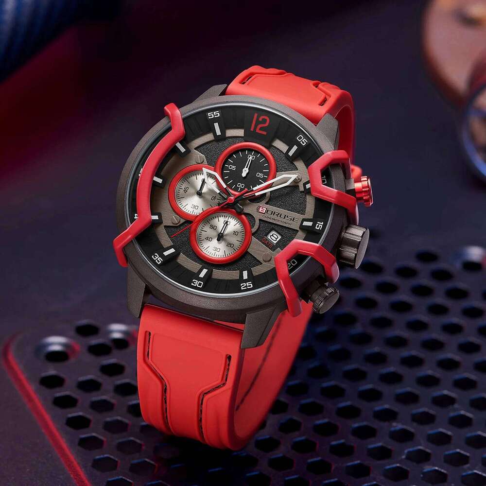 4 PCS SET BORUSE Fashion & Triangle Spearhead Necklace Set, Mens Quartz Waterproof Watches