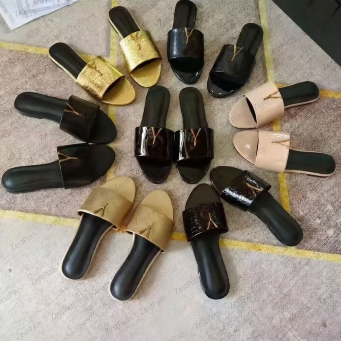 designer women slides slippers sandals elegant summer slippers high quality genuine leather sandals one piece slippers