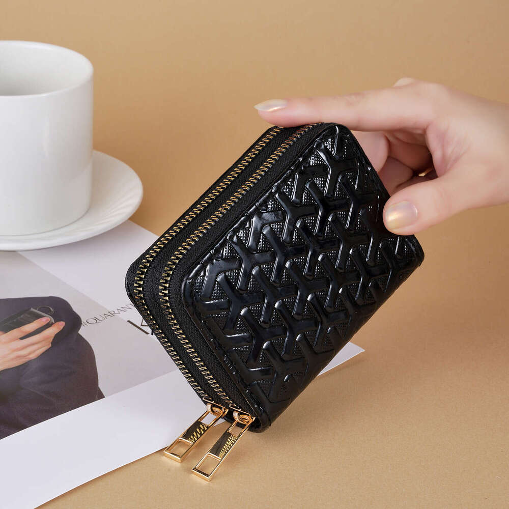 Luxury fashion wallet New Women S Wallet Short Style Multi Card Slot Double Zipper Versatile Fashionable Solid Color Herringbone Pattern Coin Purse An