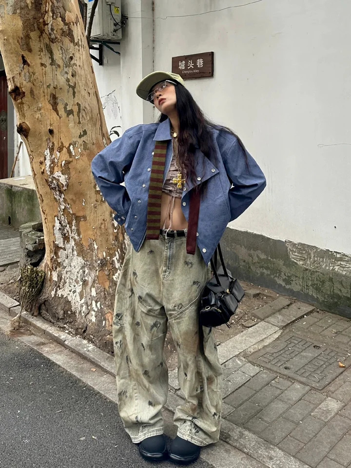 Yao Fashion Dirty Style Clean Fit Loose Vintage Trousers Casual Oversize Wide Legs Streetwear Y2k Cargo Pants Long Pants For Men 260310