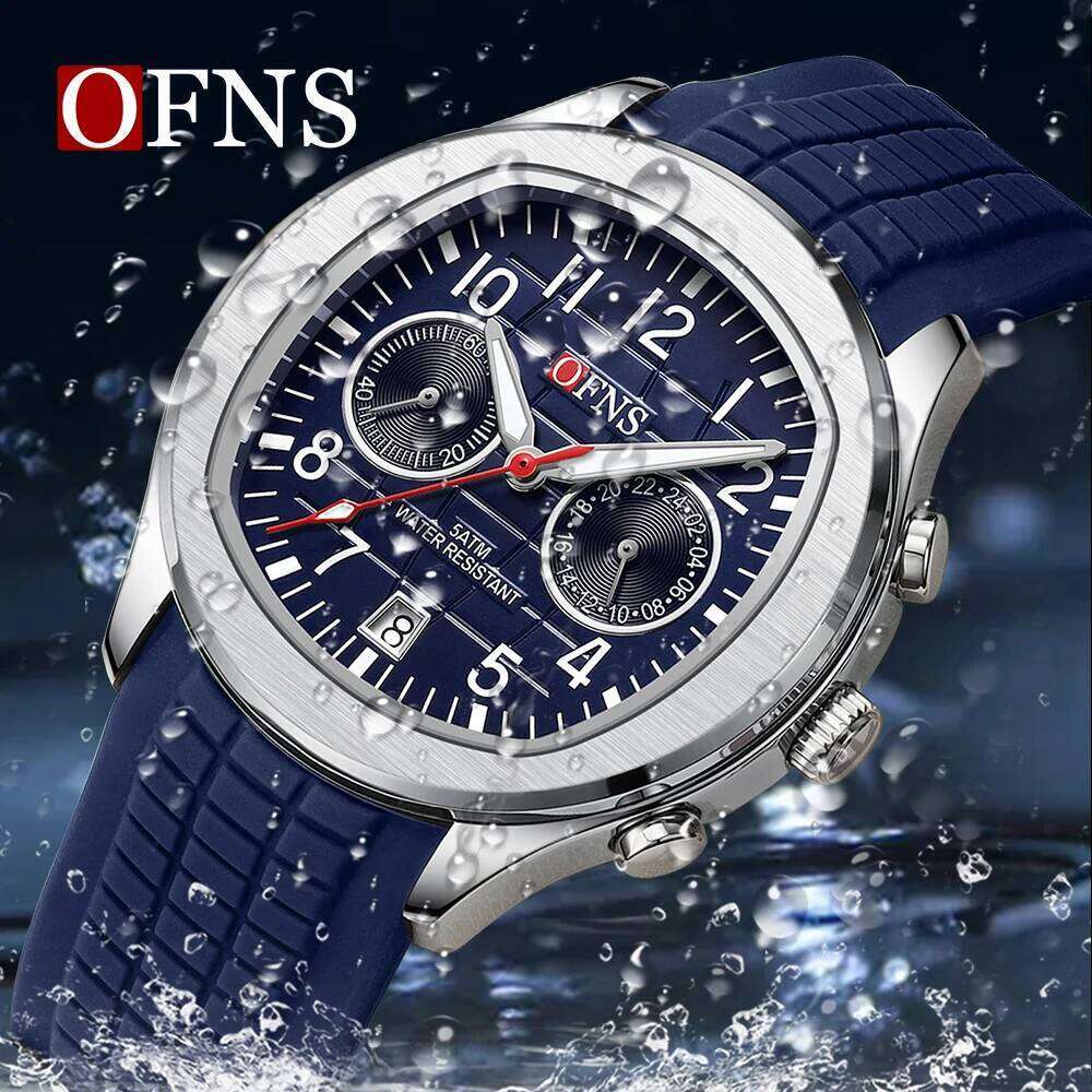 OFNS Top selling 8020 New Two Eyes Five Needle Calendar Waterproof and Fashionable Men's Quartz Watch 2025