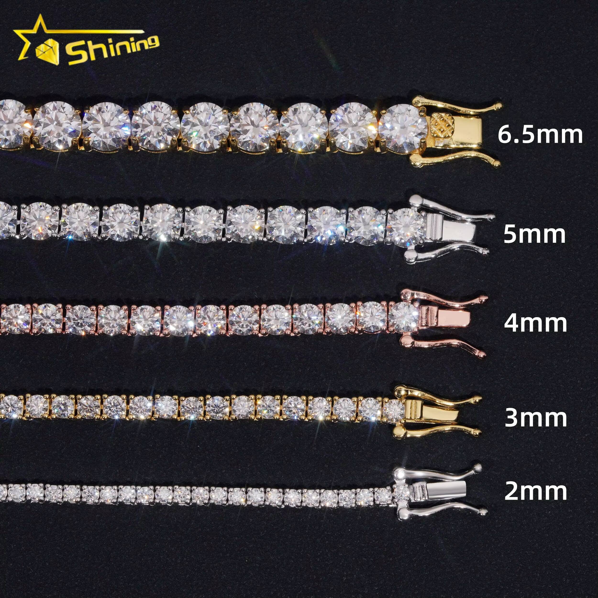 Best Selling GRA Certificated VVS Moissanite Tennis Chain 925 Silver 2mm 3mm 4mm 5mm Iced Out Moissanite Tennis Choker Necklaces