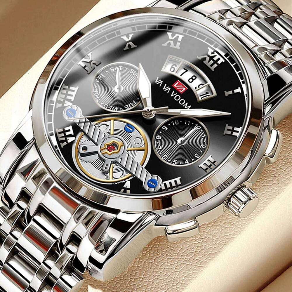 Top Brand Watch Pilot Series Silver Stainless Steel Sports Clock Quartz Movement 3Bar Waterproof Military Men Gift Wristatch