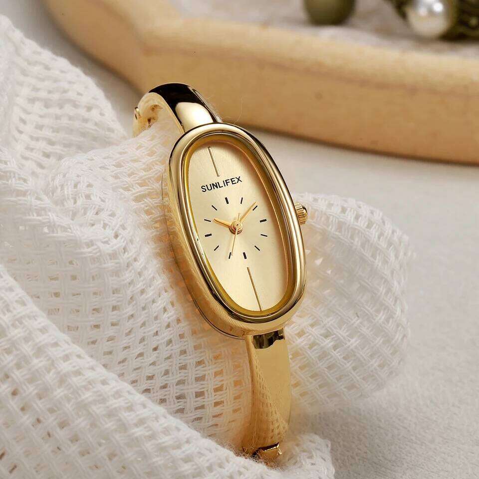 New luxury elegant ladies bracelet simple scale dial oval waterproof women's quartz watch Reloj