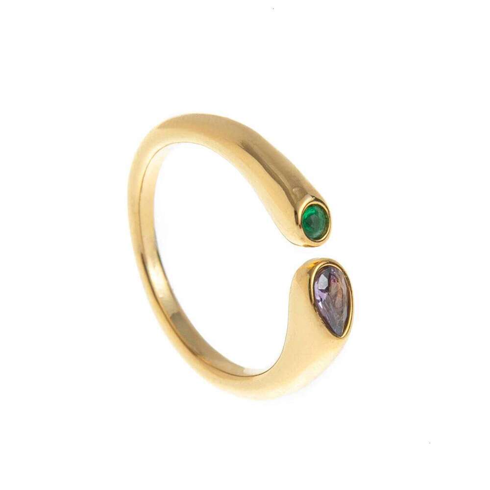 Stainless steel December birthstone ring inlaid with zircon gold plating for color preservation H260312