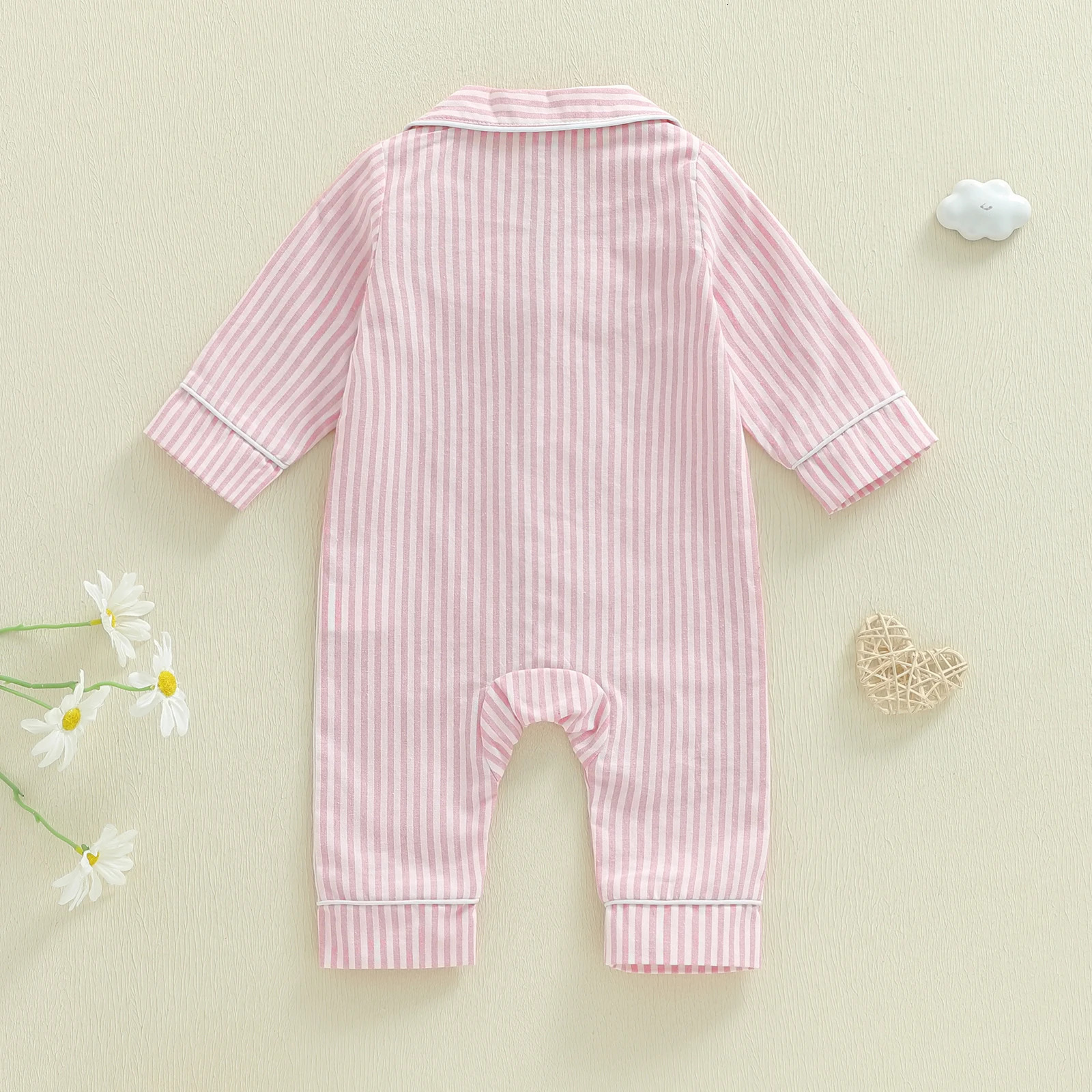 024M Baby Girl Boy Romper Pajamas Fall Winter Long Sleeve Button Down Pjs born Infant Lapel Sleepwear Nightwear Clothes 260311