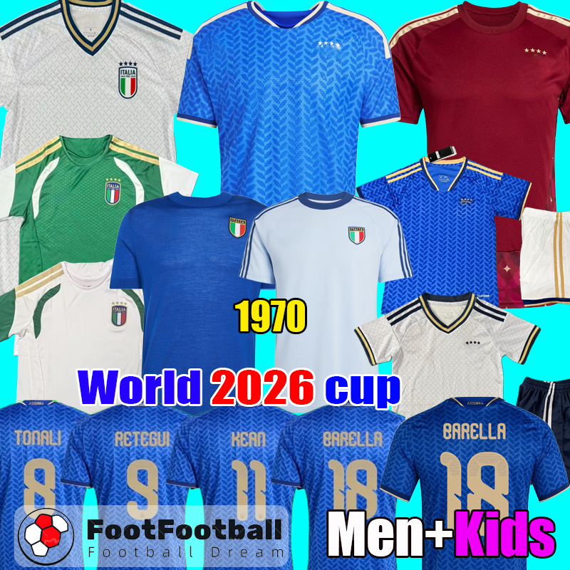 2026 Italys Soccer Jerseys Italian 2025 National Team retro 1970 Italia Jersey football Shirt kids kit tops camiseta de futbol Uniform