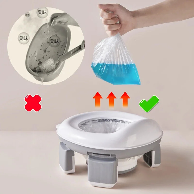 3 in 1 Travel Toilet Seat Foldable Children Potty with Bags Baby Pot Portable Silicone Training for Kids 260311