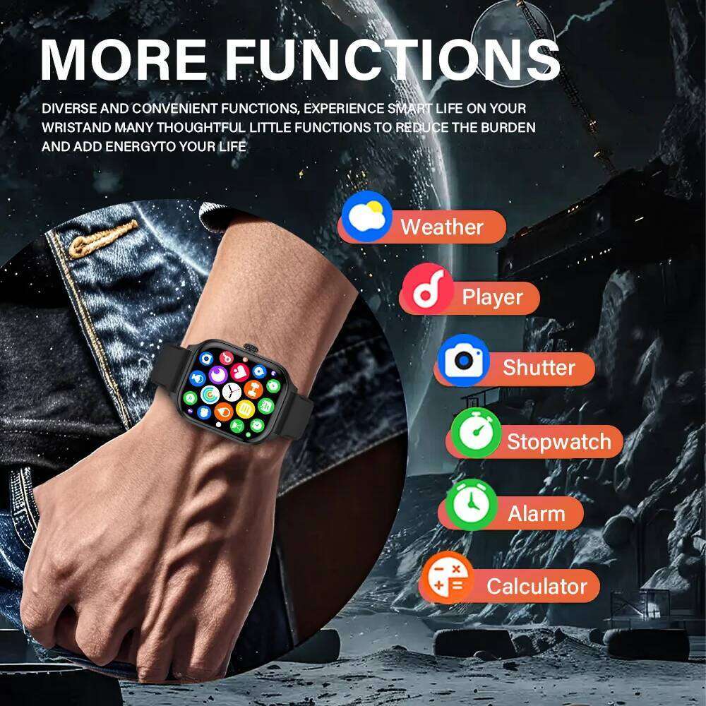 2025 New Smart H9 Plus Bluetooth Calling Health Monitoring Voice Assistant IP68 Waterproof Men Women Sports Watch
