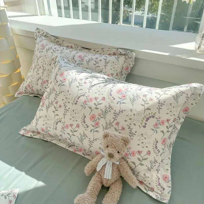 Romantic Elegant Bedding Set Soft Chic Floral Blossom Print Duvet Cover Skin Friendly Bed Sheet Pillowcases 4Pcs Twin Queen King H260312