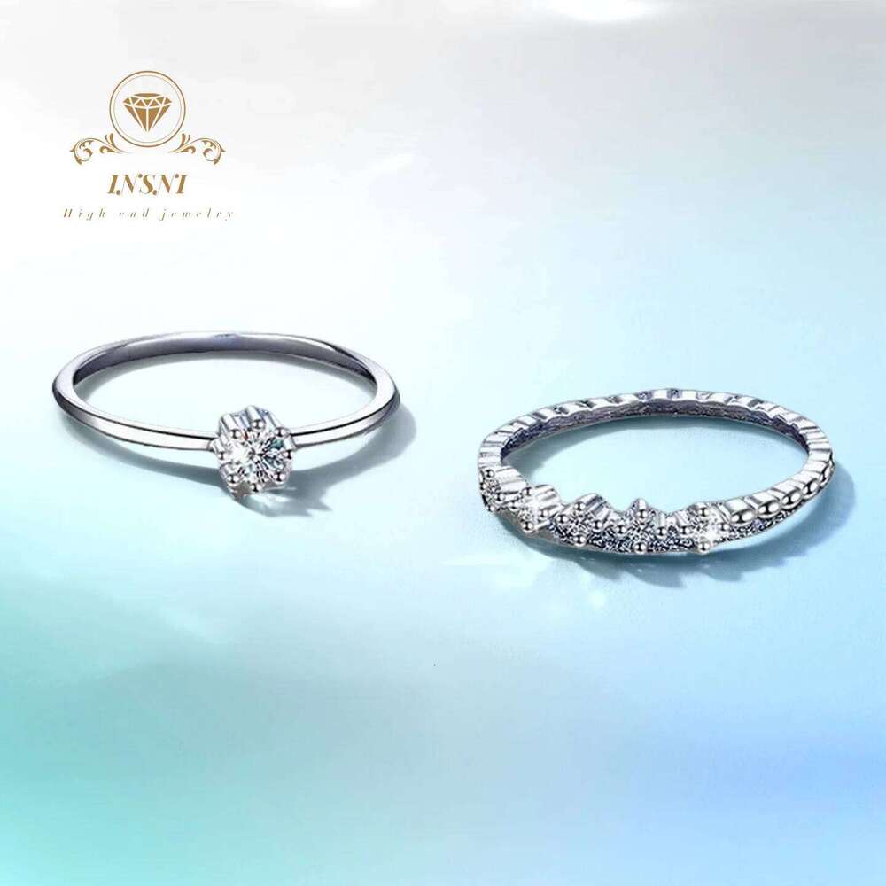 0.1CT D Color Mini Stackable Cluster Moissanite Ring S925 Silver Women's Jewelry GBA Certified Free Gift Box for Woman H260312