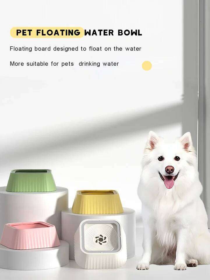 Fountain with Floating Plates No Spill Dog Water Bowl Clean Drinking Slow Feeder Anti-splash Dogs for Pet 26Y0312