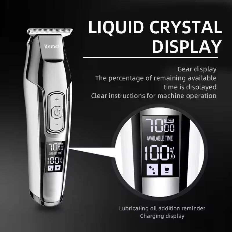 Kemei KM-5027 Electric Clipper Rechargeable Hair Trimmer LCD Display Hairdresser Professional Cutting Machine C260312