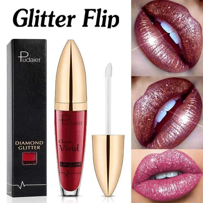18 Colors Glitter Lip Gloss Waterproof Long Lasting Diamond Matte To Shimmer Metallic Liquid Lipstick Women Lips Makeup Cosmetic W260311