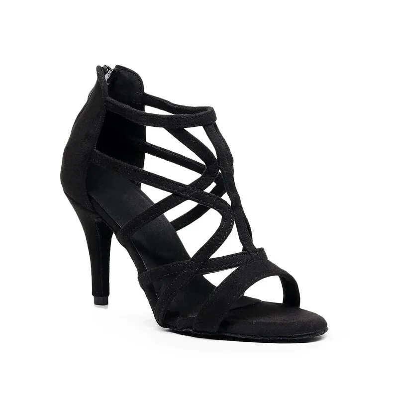 Women Latin Salsa Dance Shoes Peep Toe Suede Sole Large Size Boots Ballroom Professional Party Jazz Tango Dancing Heels 260306