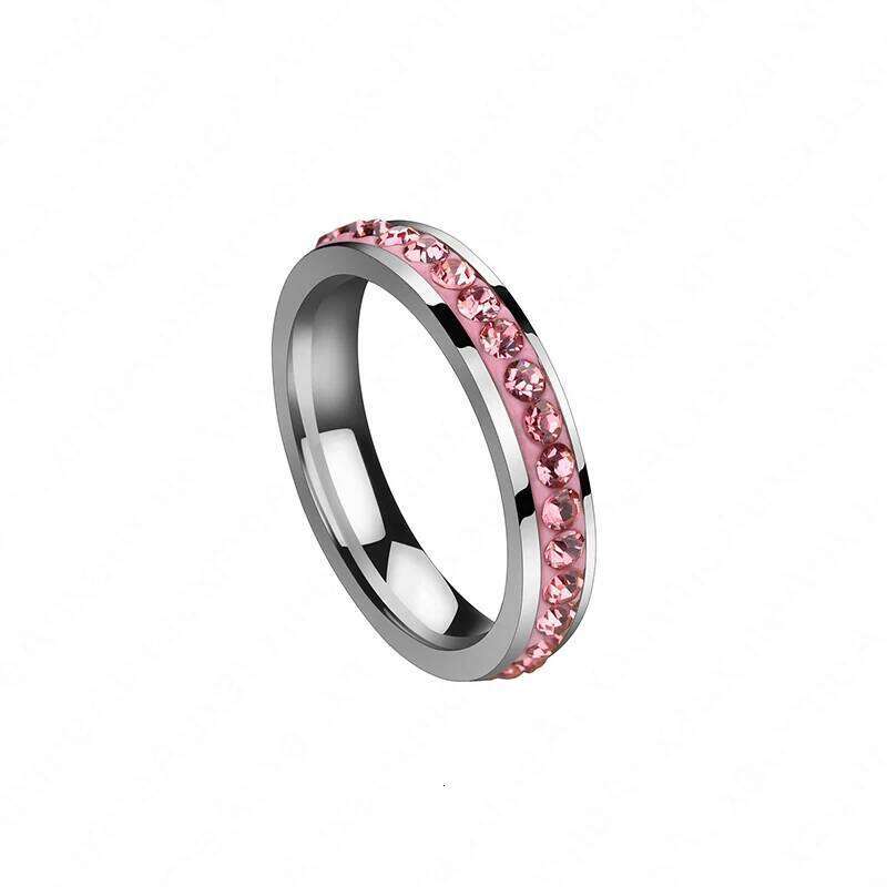 Auxauxme Titanium Steel Single Row Line Colorful Stones Wedding Women Elegant Engament Ring Gift Anniversary Jewelry H260312