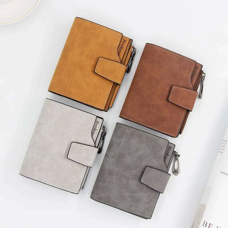 New Ladies Short Women's Zipper Wallet Multi-function Fashion Simple Fresh Large-capacity Leather Coin Purse Clutch