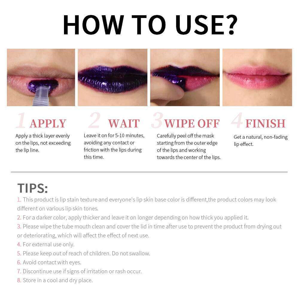 Magic Tear-Off Stain Matte Tattoo Dyed Tint Peel-Off Liquid Lipstick Waterproof Lasting No Fading Lip Gloss Cosmetics W260311