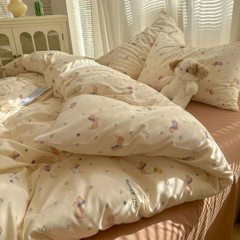 2025 new class A aerobic knitted cotton printing small fresh set, sheet, bed hat four-piece set H260312
