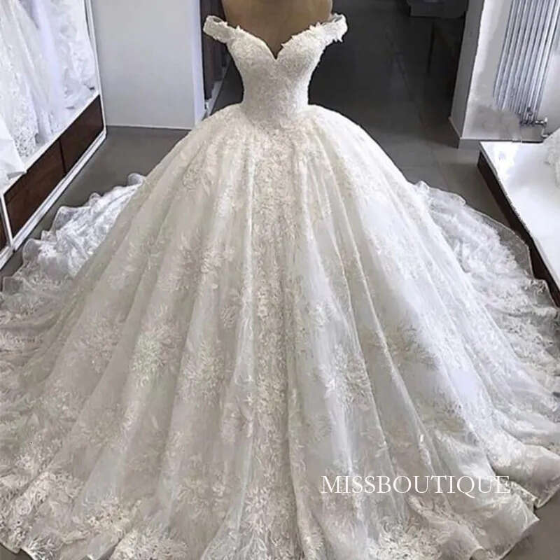 Haute Couture Princess Wedding Dress Sequins Tulle Lace Beaded Crystal Formal Real Bride Gowns Custom Made B0312