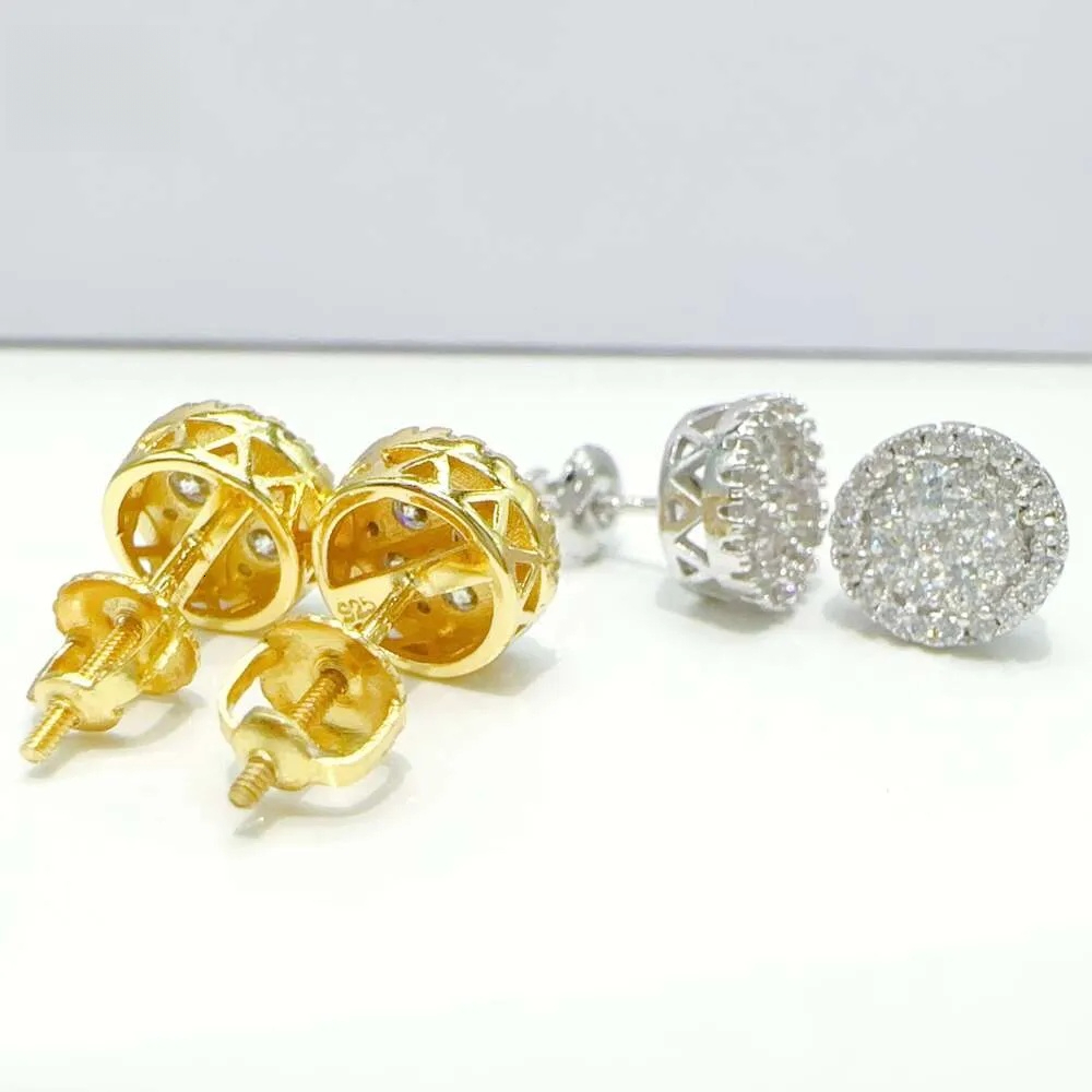 Fashion VVS Diamond Earrings Round Hip Hop Jewelry GRA Moissanite Screw Back Earring For Women
