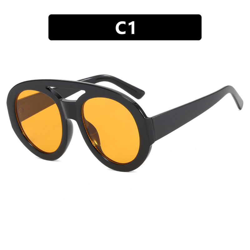 Oversized Toad shaped Sunglasses Double Beam Double Beam Fashion Contrast Cross border Sunglasses Instagram Internet Celebrity Sunglasses Women