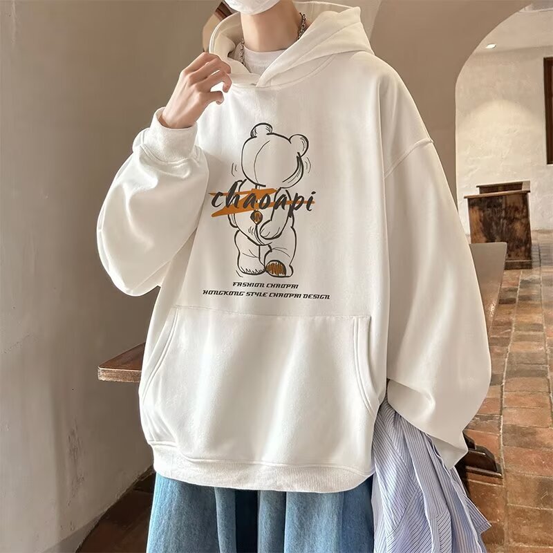 Straight-cut Regular Pullover Printed Suede Washed Distressed Short-sleeve T-shirt For Men Designer Hoodie Summer Style Trendy Brand Versatile