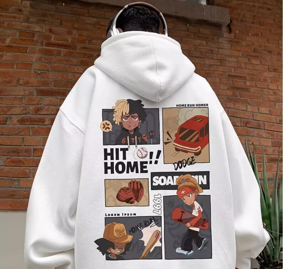 Hoodie For Men New Spring And Autumn Loose-fitting Couple's Cartoon Heavyweight Youth Hooded Designer Hoodie Top Jacket National Trend