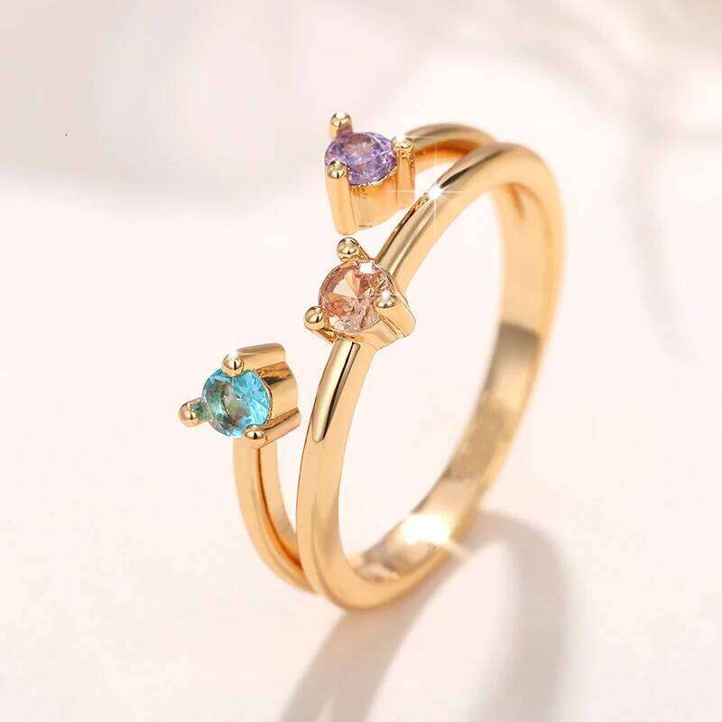 Huitan Modern Fashion Women's Rings with Multi-colored Cubic Zirconia Daily Wear Chic Finger Accessory Anniversary Party Jewelry H260312