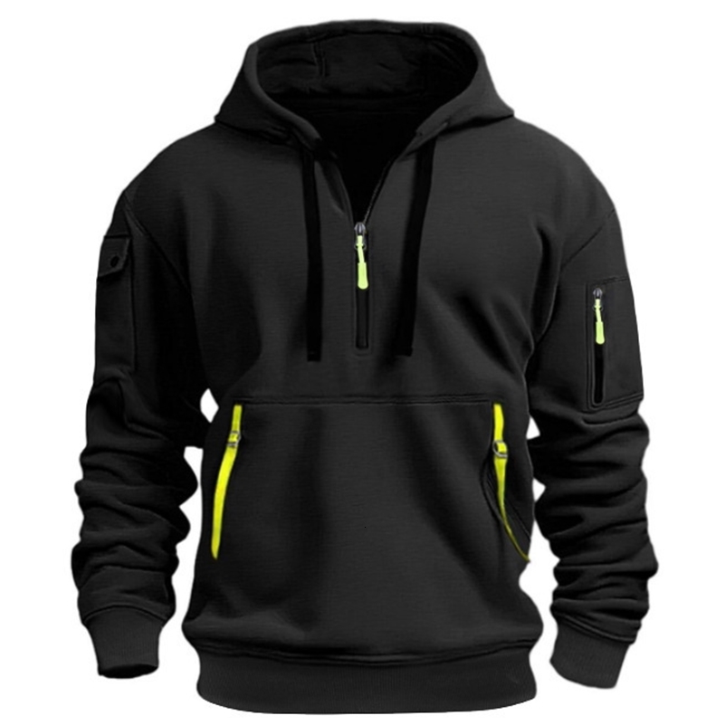 Mens Casual Sports Hoodie Spring Autumn Fashion Solid Color Long-Sleeved Pullover with Arm Pocket And Pull Rope plus Size 260227