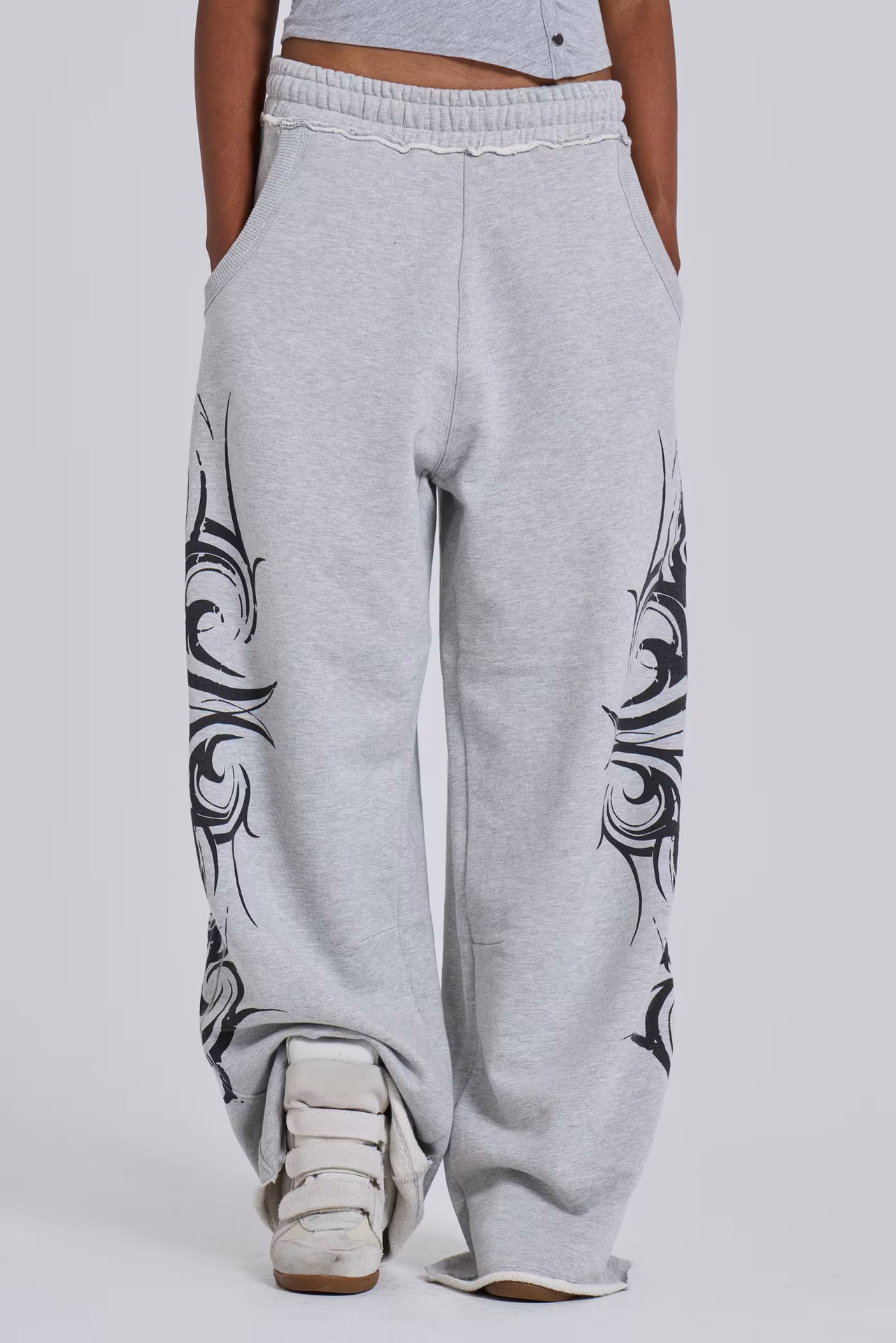 Men's American Graffiti Printed Jeans Casual Fashion Harajuku High Street Vintage Pant Loose Fit Retro High Waist Wash Ripped Jeans